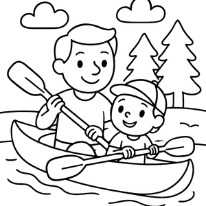 Father and Son Canoeing