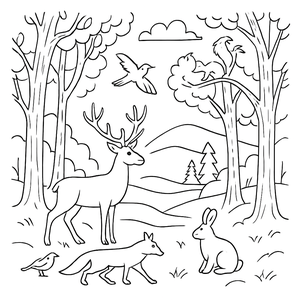 Forest Wildlife Scene